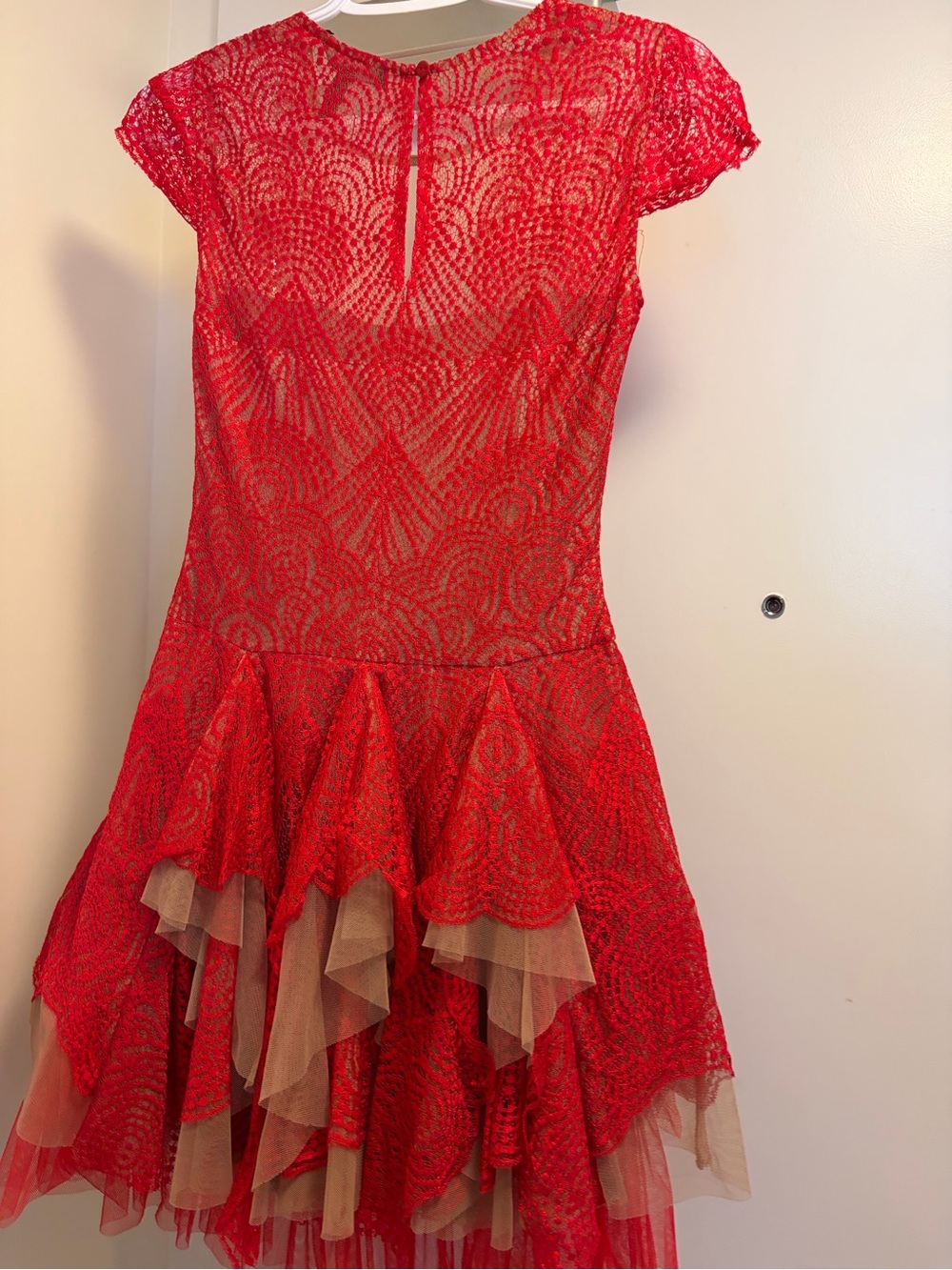 BCBGMaxAzria Red Lace High-Low Party Dress - Picture 3 of 4